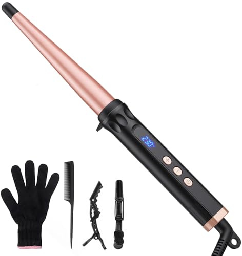 Hair Curler Wand with 13-25mm Tapered Ceramic Barrels for Short Long Hair