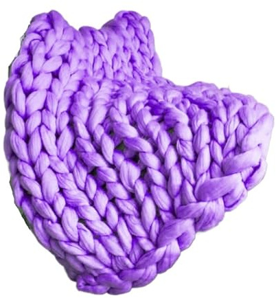 Grobe Strickdecke Handgestrickte, grobe Decke aus dickem Garn, voluminöse Strickdecke, Überwurfdecke, Teppich, weich und warm for Winter, Zuhause, Sofa oder Bett(Purple,80x100CM)