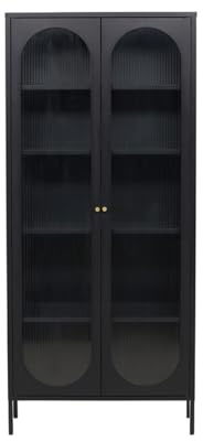 Endorphin Schrank Lima – Moderner Stahlschrank mit Riffelglas (Schwarz)