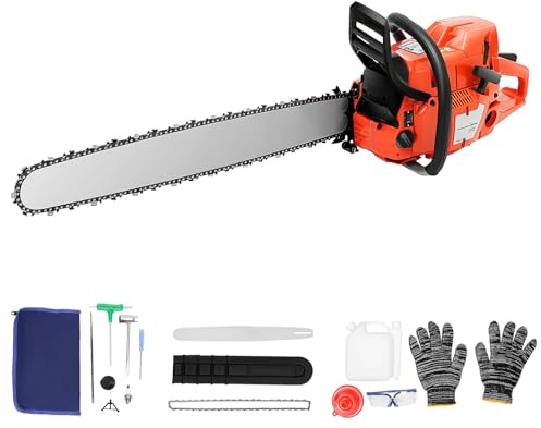 ACROSSPART 28 Zoll Kettensäge Benzin, 71cc 2-Takt Benzin Motorsäge mit Schwert und Kraftstofftanks, 3900W Tragbar Motorkettensäge für Gartenscheren Astschere Holzschneidenz, 71cm Schneiddurchmesser