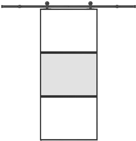 Mangloder - Porta scorrevole con guarnizione, 90 x 205 cm, in vetro temperato e alluminio, acciaio verniciato a polvere, scorrevolezza silenziosa, vetro trasparente opaco, soluzione salvaspazio per