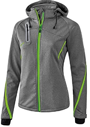 Erima Damen Softshelljacke Function, Grau Melange/Green Gecko, 48 EU