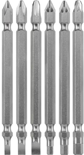 KWB Doppelbit Set 100 mm Industrial Steel 6-teilig 120910 (1/4'', ISO 1173, E 6.3, Tq 60 Stahl)