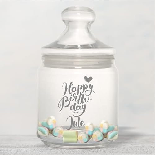 4youDesign Bonbonglas/Keksglas Happy Birthday - personalisiert mit Namen - Geburtstagsgeschenk - süße Geschenkidee - individuell - Geschenk zum Geburtstag - für ihn - für sie