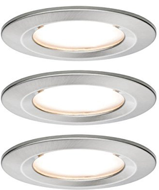 Paulmann 93494 Einbauleuchte LED Coin Nova rund 6,5W Eisen 3er-Set starr 3-Stufen-Dimmbar IP44 spritzwassergeschützt