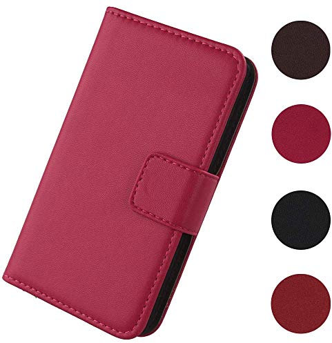 Lankashi Flip Premium Echt Leder Tasche Hülle Für TP-Link Neffos C9A 5.45 Lederhülle Handyhülle Schutzhülle Klapphülle Handytasche Handy Schale Etui Brieftasche Wallet Cover Case (Rosa)