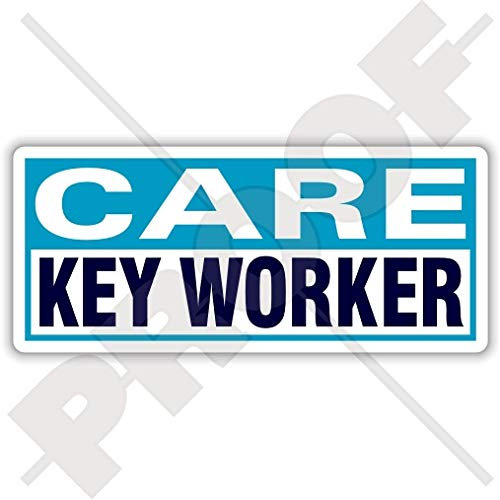 Care Key Worker Aufkleber 155 mm Covid Virus Essential Carer Support NHS Stoßstange, Außenfenster, Coronavirus, selbstisolierend, Quarantäne Isolation Aufkleber