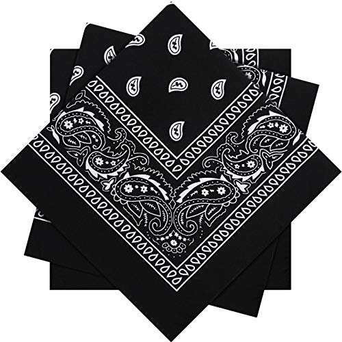 3 Pieces Paisley Bandana Unisex Bandana Scarf Men Women Head Scarf Neck Scarves Head Wrap Cashew Print(Black)