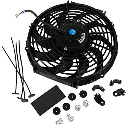 JDMSPEED New 12 Inch Universal Slim Fan Push Pull Electric Radiator Cooling 12V Mount Kit
