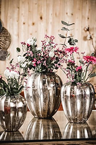 MichaelNoll Vase Blumenvase Gefäß Pokalvase Dekovase Aluminium (Metall), Silber Deko Modern, Wohnzimmer, Küche, 23 cm