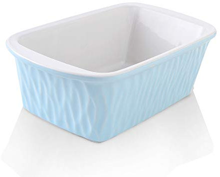 KOOV Moule à pain rectangulaire en céramique, 22,9 x 12,7 cm, pour la cuisine, la maison, la série Texture (Sky)