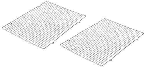 Glow Deluxe Cooling Rack – 2 Pack Professional Grade Large 44cmx33cm Chrome Wire Baking Stand to Cool Cakes Cookies Biscuits Bread Muffin - Safe Kitchen Chef Tool for Cooking Roasting Protect Surface