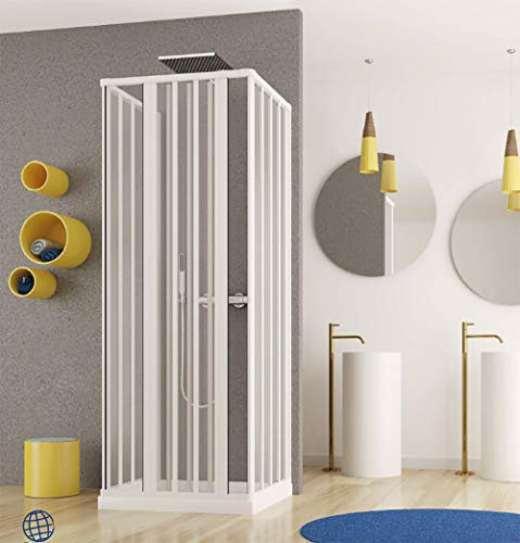 Box doccia 3 lati soffietto cm.70x70x70 riducibile su misura, doppia apertura