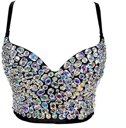 Woboren Damen Korsett Bustier BH Dessous Tank Top Trägertop Crop Top Corsage Schlanke Weste (# 11 Schwarz, M)