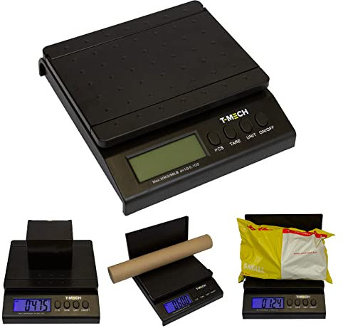 T-Mech Black 30kg Digital Postal Scales Parcel Letter Postage Shipping Electronic Scale Weighs up to 30kg/66lb 5g/0.2oz -10g/ 0.5oz increments 25cm x 28.6cm
