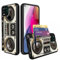 Kompatibel mit Moto G Stylus 5G 2021 Hülle, Vintage 80er Boombox Dual Layer Smooth Hard Back Cover Wallet Pocket Credit Card ID Schutzhülle für Motorola Moto G Stylus 5G 2021