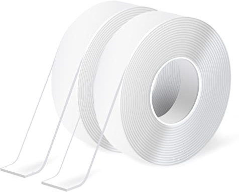 Art3d Nano Doppelseitiges Klebeband 2 Rollen à 3 Meter transparentes Mehrzweck-Schaumstoff-Klebeband für Teppichmatten Klebeartikel Fotorahmen Bastelwandmontage