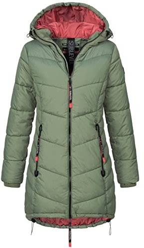 Sublevel Damen Jacke Steppmantel LSL-412 mit gefütterter Kapuze agave green XXL