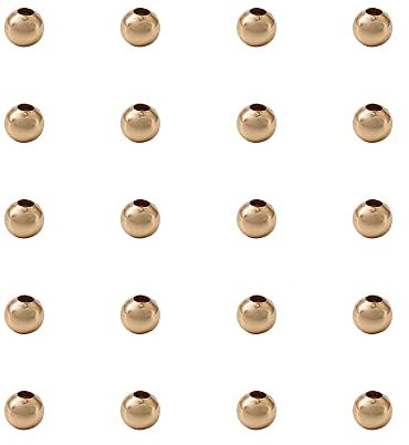 Craftdady 50 Stück goldene runde Messing-Abstandshalter, echte 18 Karat vergoldet, 3 mm, winzige Metallperlen, lose Perlen-Charms für Schmuck, Armbänder, Halsketten