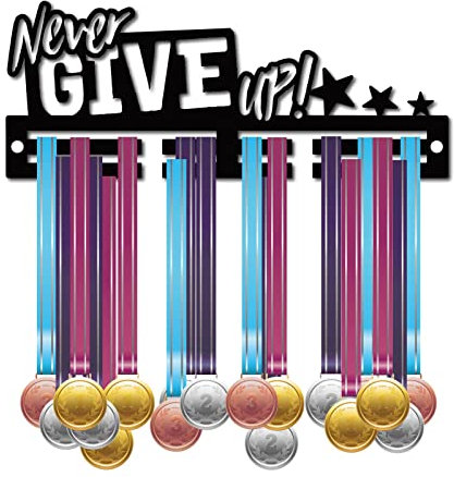 CREATCIN Acryl-Medaillenhalter Never Give Up Medaillenhalter Ausstellungsständer Wandhalterung Aufhänger Zum Aufhängen Für Zuhause Sportler Medaillengewinner Laufen Fußball Gymnastik Über 20 Medaillen