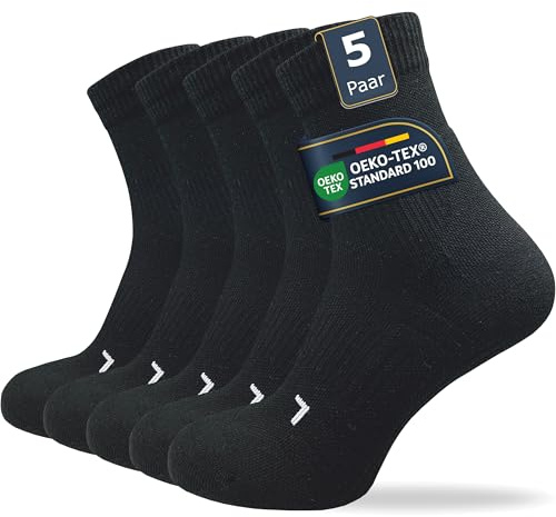 GAWILO 5 Paar Herren Laufsocken mit Kompression | Sportsocken | Anti-Blasen Schutz | Atmungsaktiv & Feuchtigkeitsregulierend (as3, numeric, numeric_39, numeric_42, regular, regular, schwarz, 39-42)