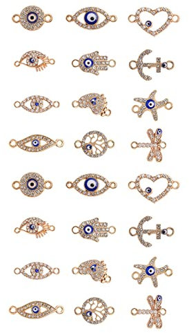 Vastsea 24 Stück Evil Eye Charms, Schmuckanhänger Kettenanhänger DIY-Schmuck, Augen Charm Anhänger, für Armbänder Halskette Schmuck Herstellen