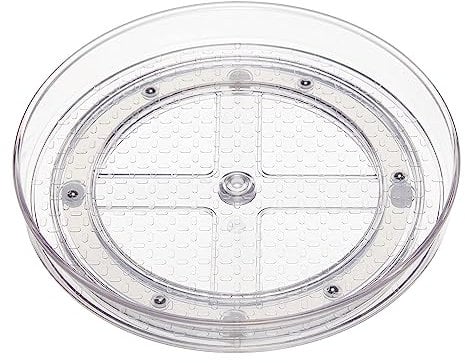 Amazon Basics Clear Lazy Susan Turntable Organiser, 22.9 cm, 2-Pack