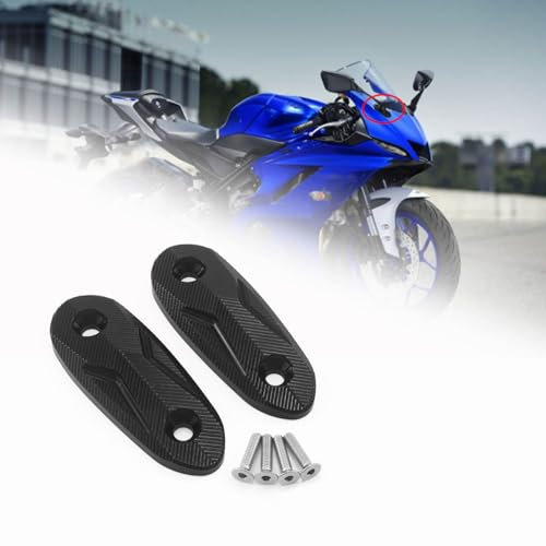 HEINMO Spiegel Block Off Platten Spiegel Kappe Spiegel Loch Cover Cap Für 2019 2020 2021 2022 2023 2024 Yama' YZF R25 R3 Aluminium (Black)
