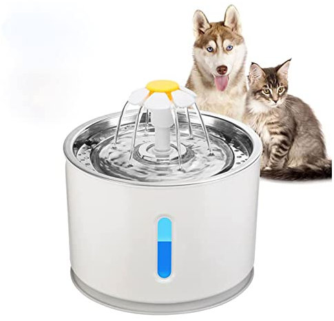 Fuente de Agua para Perros, 81OZ/2.4 L Fuentes para Mascotas para Gatos, Acero Inoxidable, dispensador de Agua fácil de Limpiar para Gatos, Adecuado para Gatitos y Perros
