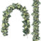 LOMOHOO 2 Stück Eukalyptus Girlande Künstliche Hängepflanzen,künstliche Seiden Eukalyptus Blätter Girlande Deko-Grün Girlande mit weißen Blüten Hängen Reben Deko für Hochzeit Wand Tisch Dekoration