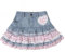 Adrette Lolita-Kawaii-Röcke für Damen, süßes Ballkleid, Jeansrock, Y2K, hohe Taille, Spitzen-Kuchenröcke, Blau, Klein