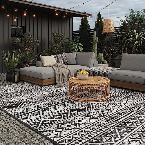 EVOCAMP Tapis d'extérieur 300x400 cm, résistant à la Pluie, imperméable, léger 4,2 kg, Couverture de Camping et Pique-Nique, Tapis en Plastique pour terrasse et Balcon, Fibres de polypropylène