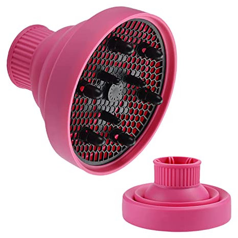 Difusor para Secador,Difusor Secador Universal,Difusor Pelo Rizado,Difusor de Pelo Plegable de Silicona Portátil,difusor de pronunciación universal, para secadores de pelo (rojo)