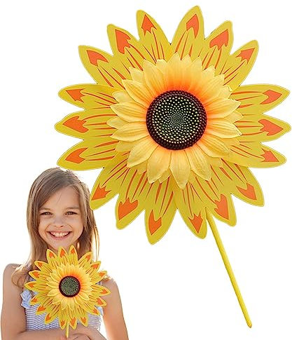 Facynde Sonnenblumen-Windmühle - 28 cm Rasen-Sonnenblumen-Windräder, klein | Multifunktionales dekoratives Kinderspielzeug mit -Struktur und leuchtenden Farben für Park, Garten, Hof, Außenbereich