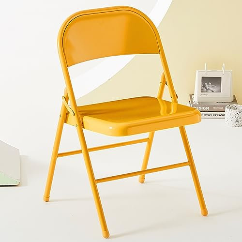 EFLALYHG Klappstühle, tragbare stapelbare kommerzielle Sitzgelegenheiten mit Rückenlehne, Faltbare Stühle mit Stahlrahmen, Metallstühle für Event-Büro-Hochzeitsfeier,Gelb