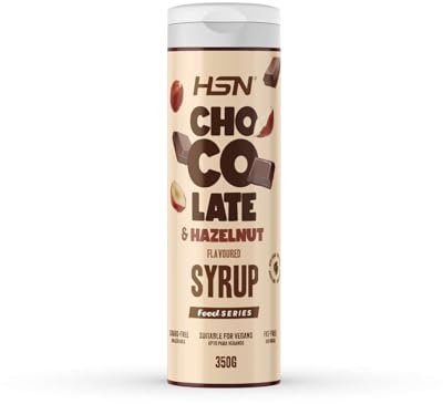 Sirope Chocolate y Avellana Sin Azúcar ni Grasa de HSN | 350 g = 35 Tomas por Servicio | Sabor Intenso Chocolate | Tapón Antigoteo | Apto Dietas Veganas, Keto y Sin Gluten