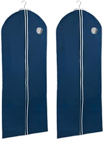 WENKO Kleidersack Air, für Reisen oder zum Verstauen, mit praktischem Sichtfenster & durchgehendem Reißverschluss, schützt vor Motten, Staub & Schmutz, atmungsaktives Vlies-Material, 60x150 cm, Navy