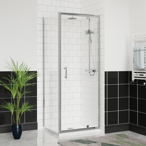 Aquariss 760x1000mm Pivot Shower Door Enclosure Reversible Screen + Side Panel 6mm Shower Glass Self Clean Rectangular Cubicle Door Chrome Frame