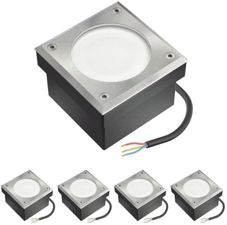 ledscom.de 5x LED Pflasterstein NEOLUM für außen, IP67, eckig, 10 x10cm, inkl. GX53 Leuchtmittel, 56lm, weiß