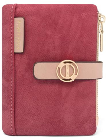 REETEE Portefeuille Femme PU Cuir Porte Monnaie Femme Petit Format Courte Porte Feuilles pour Femmes Porte-chéquiers Porte-Cartes 7 Emplacements pour Cartes et Zippé Pochette à Monnaie (Vin Rouge)