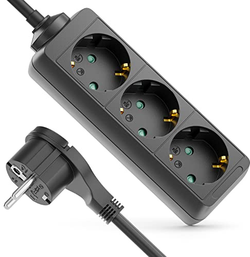 deleyCON 3-Fach Steckdosenleiste Flachstecker 5m - Schwarz