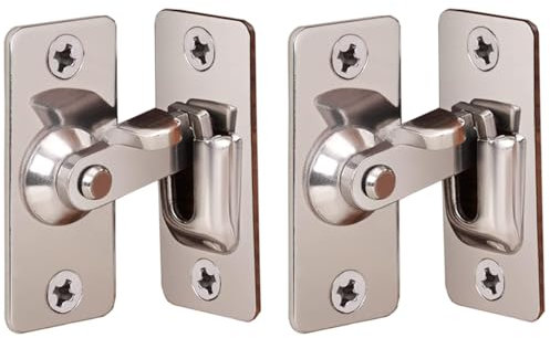 2pcs 90 Degree Door Hasp Latch, 304 Stainless Steel Sliding Screen Door Lock, Mini Size Safety Buckle Bolt Locking Latch for Bedroom, Bathroom, Door, Cabinet, Pet, Cage,Push,Sliding,Barn Door