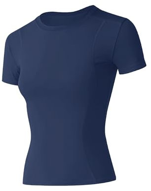 IECCP Damen Activewear Kurzarm T-Shirt Sporttop Laufshirt Lauftop Sportshirt Golf Sommershirts Atmungsaktiv Dunkelblau S