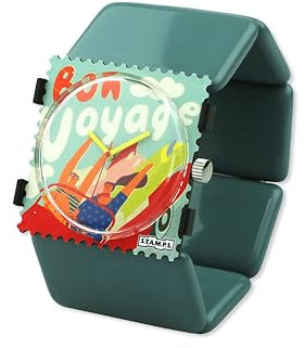 S.T.A.M.P. S. Uhr, Uhren-Set Bon Voyage, Zifferblatt mit Armband, Armbanduhr, Uhrengehäuse, Wechselzifferblatt, Quarz Analog Uhr, Belta-Armbänder, Transparentes Uhrenarmband, Gliederarmband