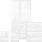 Blisswood High Gloss Bedroom Wardrobes sets with 2 Door Wardrobe 4 Drawer Chest of Drawers 2x Bedside Cabinets Bedroom Set for 4 Piece Bedroom Storage furniture Set, White