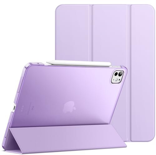 JETech Coque pour iPad Pro 11 Pouces M4 2024 (5e Génération), Étui Housse Arrière Rigide à Support Fine Intelligente avec Veille/Réveil Automatique (Violet)