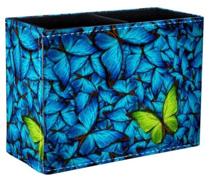 Eslifey Pen Holder Square Pencil Holder for Desk, Butterflies Pen Pot Pen Cup Makeup Brushes Holder Stand Display Desk Stationery Organiser for Home Office School