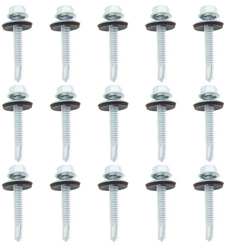 Be In Your Mind Lot de 100 vis hexagonales externes en zinc blanc 35 x 4,8 mm pour tuiles de toit, clous auto-perceuses
