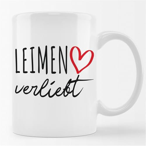 Huuraa Tasse Leimen verliebt Geschenk 330ml Weiß Leimen Präsent
