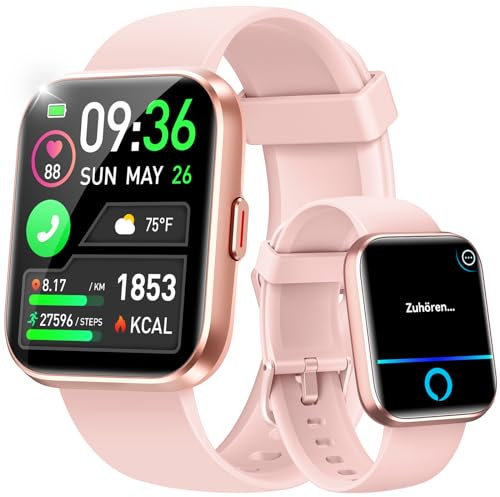 Smartwatch Uomo Donna con Effettua o Risposta Chiamate1.8 Orologio Digitale Monitor del SpO2 Sonno Cardiofrequenzimetro,Impermeabile IP68 110+ Fitness Tracker Sportivo Alexa Contapassi Android iOS